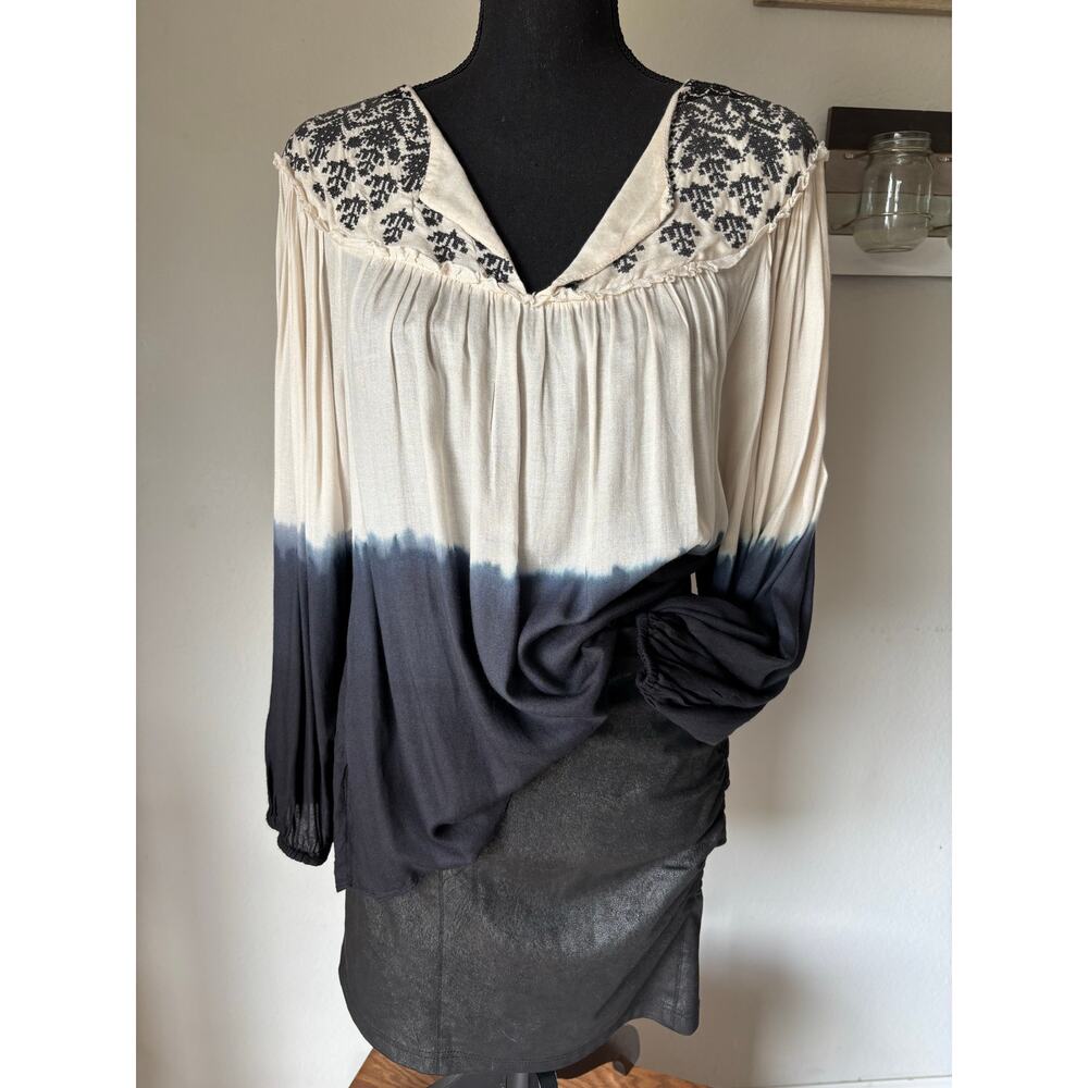 🌟ANTHROPOLOGIE FLOREAT Dip dyed ombré and embroidered tunic - Picture 2 of 13
